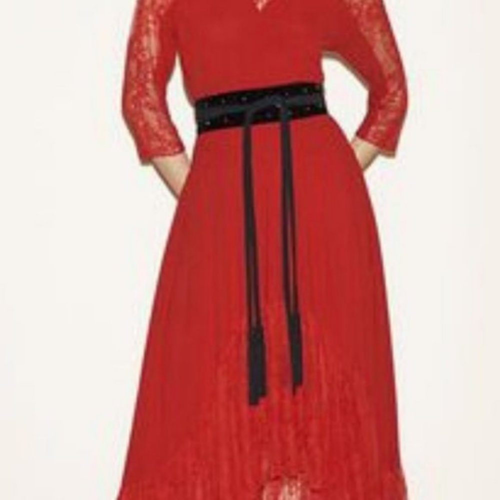 Maje Andromeda Wide Tie Suede Belt with Studs